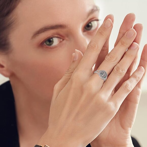 Sobriety Gifts for Women 925 Sterling Silver AA Ring Tree of Life Rings Alcoholi - Picture 6 of 7